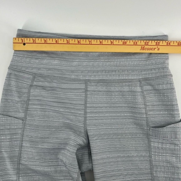 Athleta Chat to Town High Rise Jacquard Mesh Cropped Gray‎ Leggings Women's Med - Picture 6 of 8